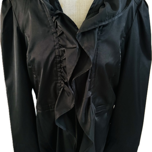 NWOT Ruby Cho Gorgeous Black Ruffled Zippered Jacket Size M Retail $148 - Picture 3 of 10